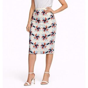 Tanya Taylor Printed Pencil Midi Skirt Silk Blend Abstract Size 2